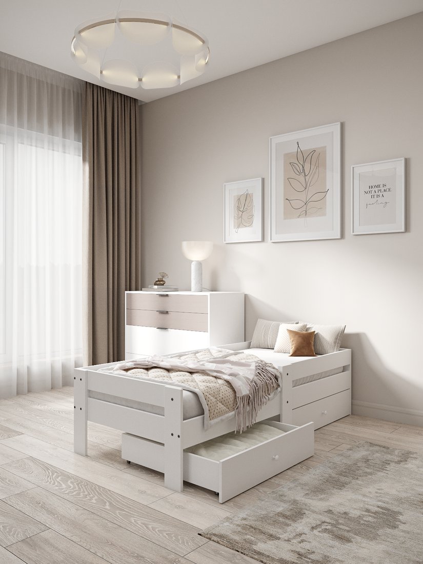 Кровать-тахта EcoWood Флорида-2 с ящиками 80х180 ECO.001.00061.80-180.101SE