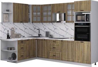 Готовая кухня Интерлиния Мила Деко 1.88x2.8 LV (дуб вотан/дуб вотан/белый гранит)
