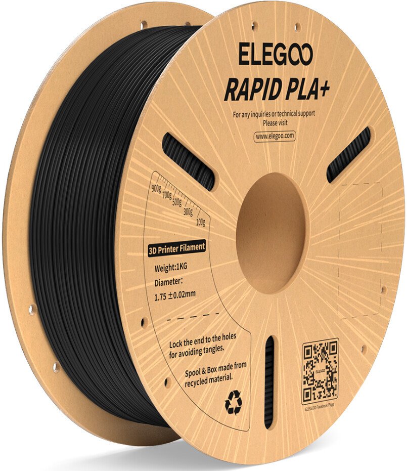 Филамент Elegoo RAPID PLA+ (1.75 мм, 1 кг, черный) Филамент Elegoo RAPID PLA+ (1.75 мм, 1 кг, черный)