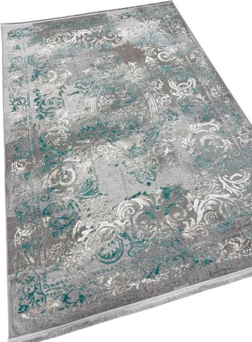 Ковер для жилой комнаты Radjab Carpet Афина Прямоугольник 9009A 12814RK (3x5, Grey/Green)