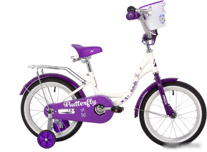 Детский велосипед Novatrack Butterfly 16 2023 167BUTTERFLY.WVL23 (белый/фиолетовый)