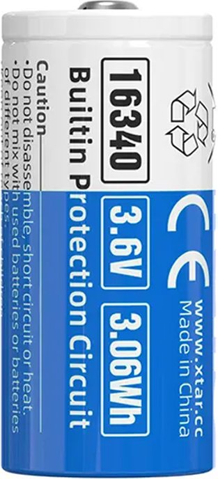 Аккумулятор XTAR 16340-RCR123 850mAh Li-Ion 3.7V 2.5A (с защитой)