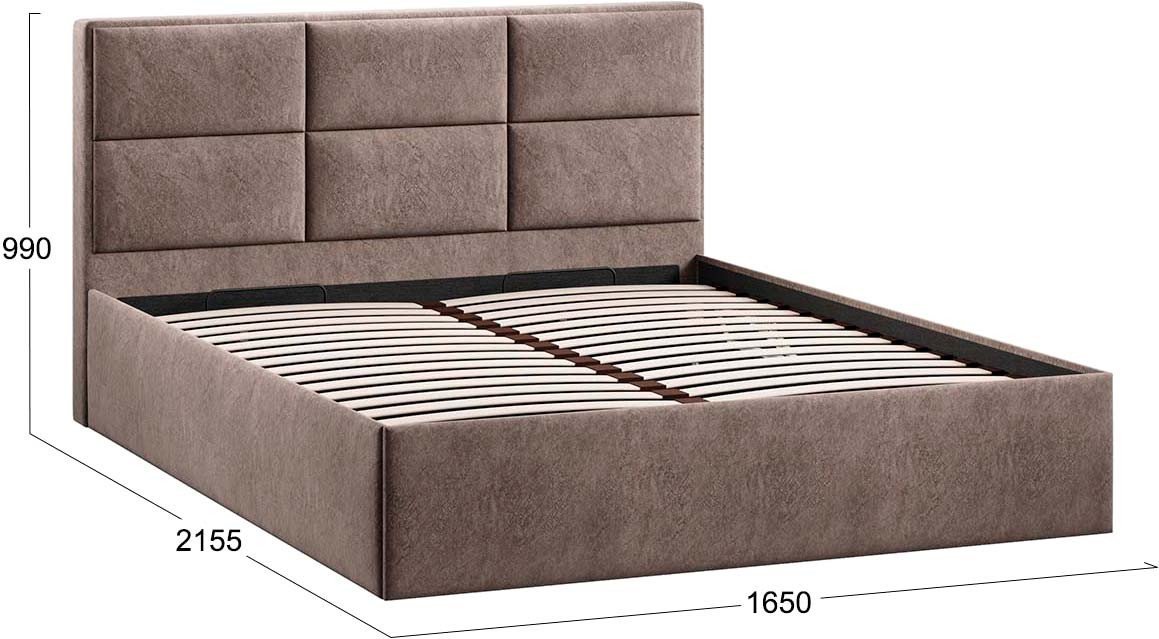 Кровать Трия Стелла Тип 1 c ПМ и заглушиной 160x200 (микровелюр Wellmart Latte)