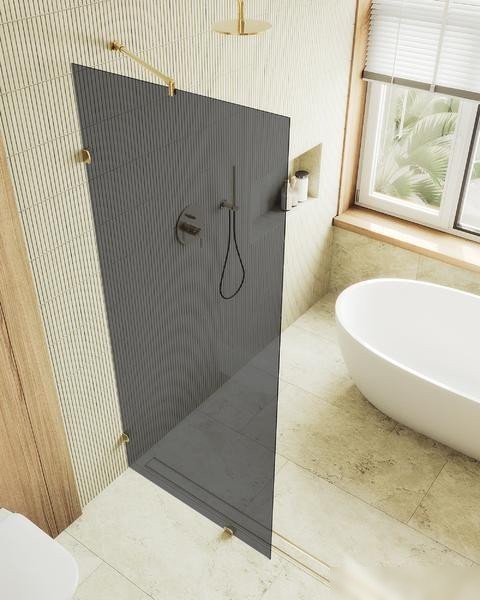 Душевая стенка MaybahGlass 79x195 MGD-274-3 (графитовое стекло/золото)