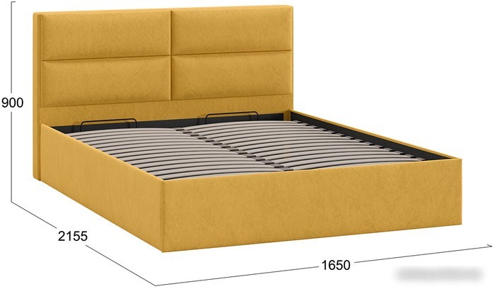 Кровать Трия Глосс универсальный тип 1 с ПМ 160x200 (микровелюр Wellmart Yellow)