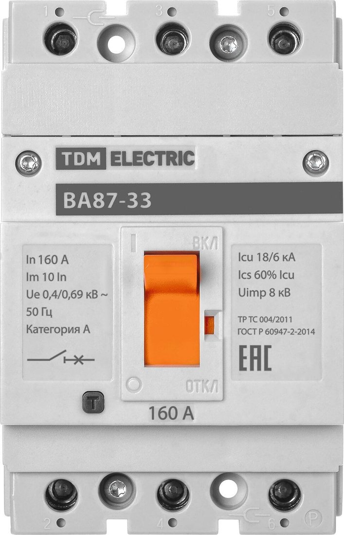 Выключатель автоматический TDM Electric ВА87-33 3Р 160А 18кА SQ0751-0011
