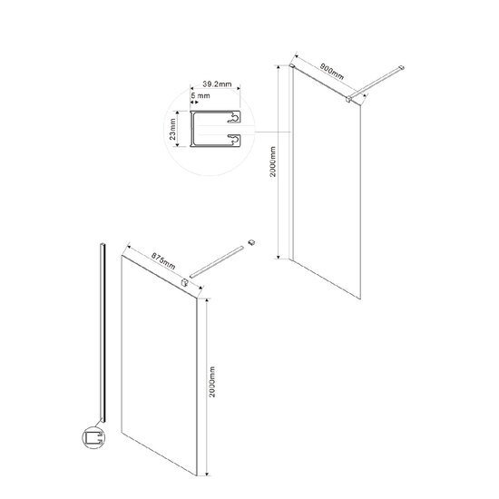 Душевая стенка Vincea Walk-In VSW-1H900CLB (матовый черный/прозрачное)