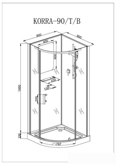 Душевая кабина Cerutti Spa KORRA90T 90x90