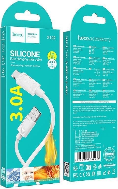 Кабель Hoco X122 USB Type-A - USB Type-C (1 м, белый)