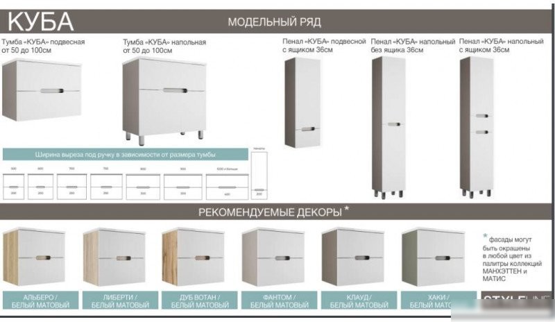 Style Line Тумба под умывальник Куба 100 2 ящика Plus (подвесная)