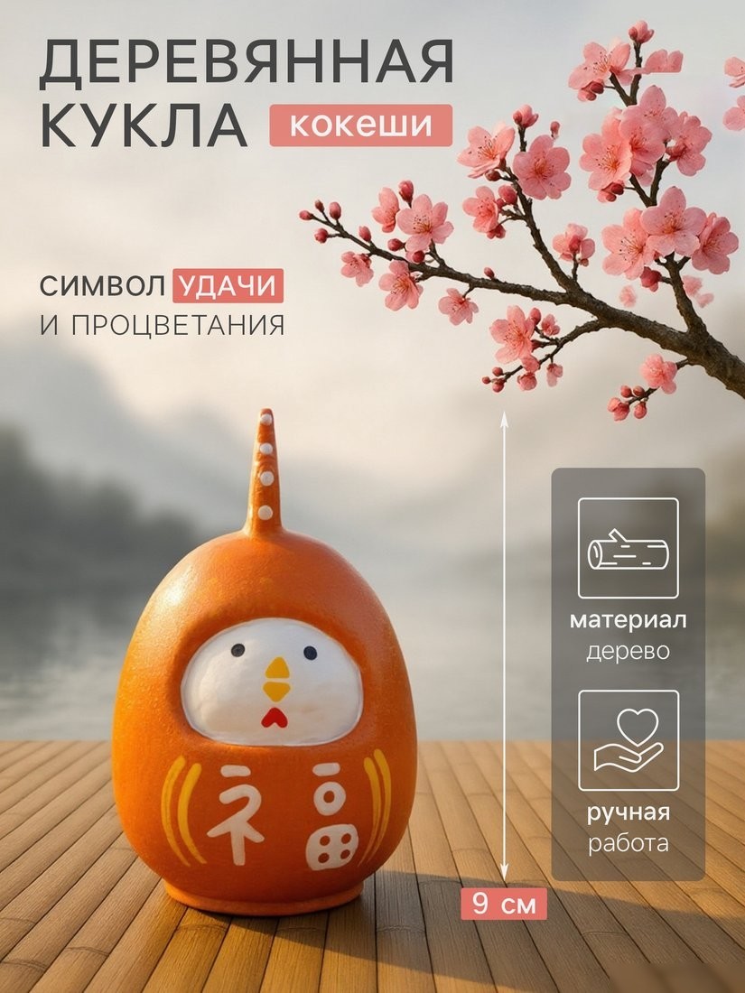 Статуэтка Sima-Land Японская кукла кокеши Цыпленок 10465095