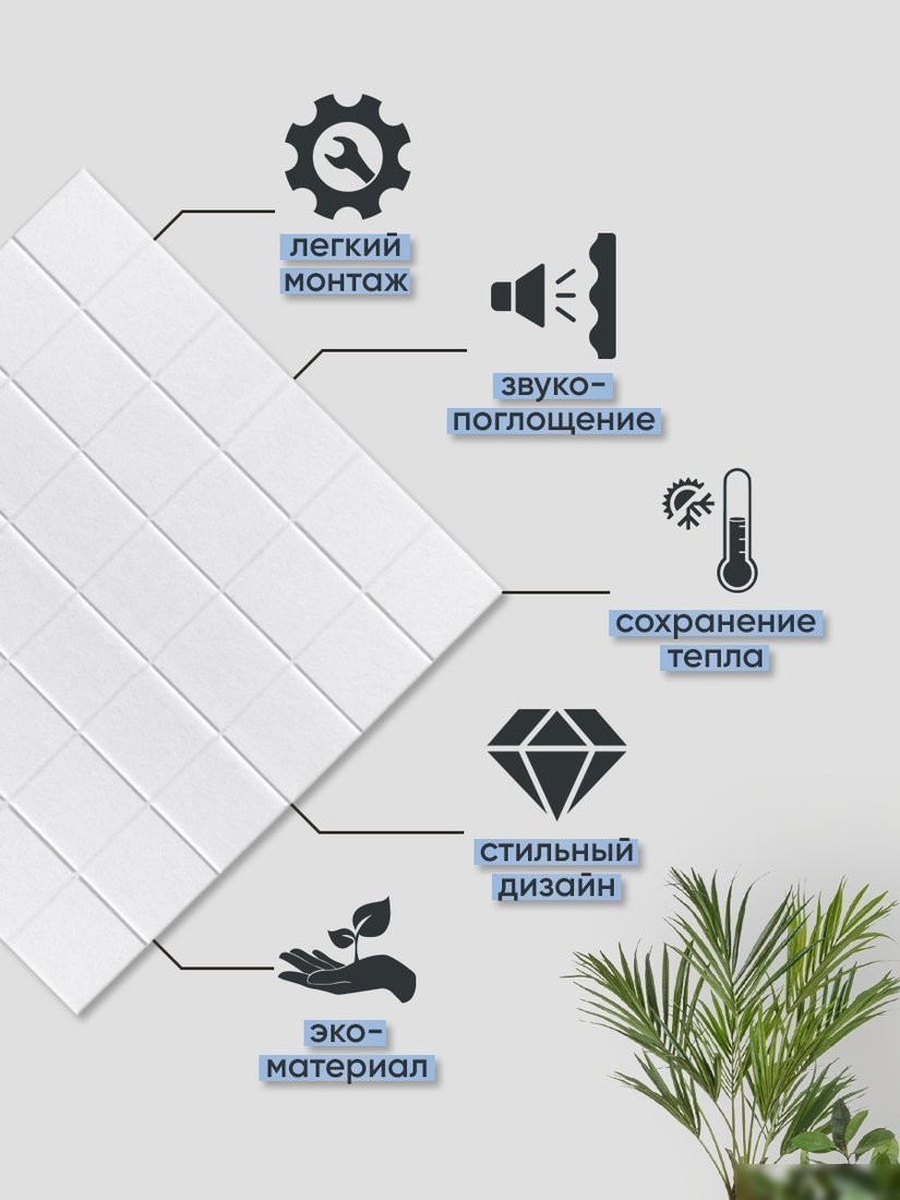 Панель UG Home 300x300x9мм ФП.2-БЛ (2шт, белый)