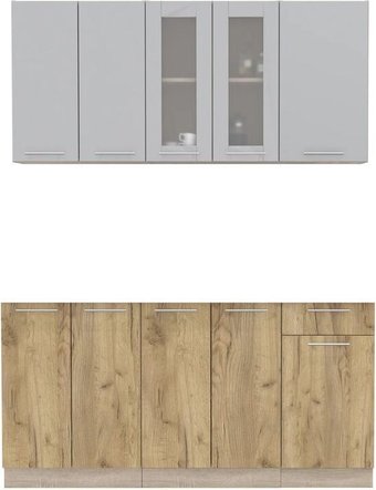 Готовая кухня Интерлиния Мила 16-60 без столешницы (серебристый/дуб золотой)