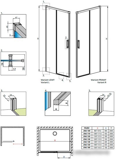 Душевая дверь Radaway Idea Black DWJ 100R
