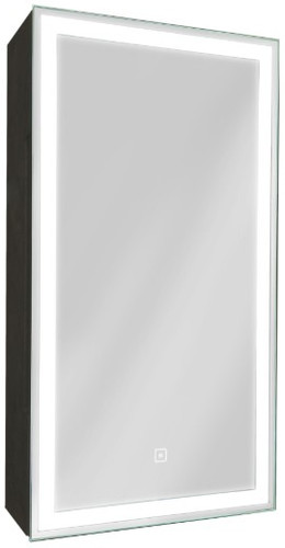 Континент Шкаф с зеркалом Mirror Box Black Led 35x65 (левый)