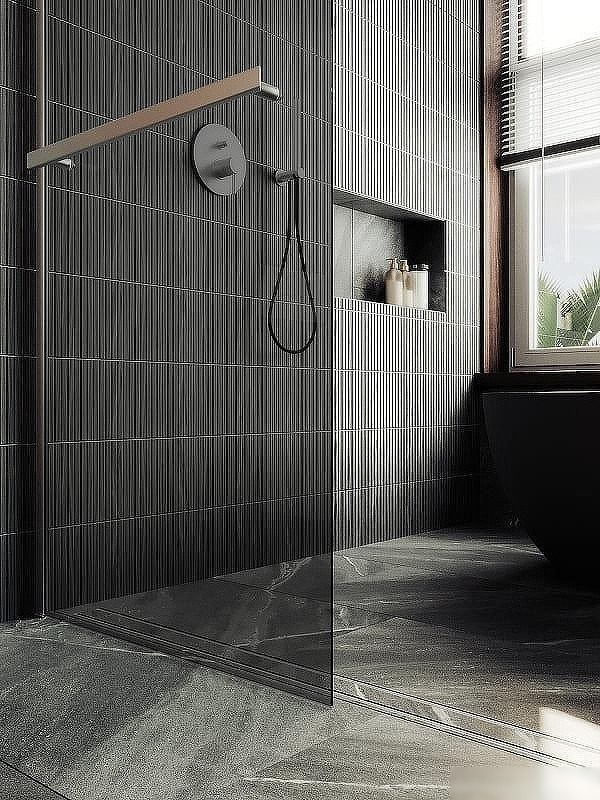 Душевая стенка MaybahGlass 99x195 MGD-1461-5ш (графитовое стекло/хром матовый)