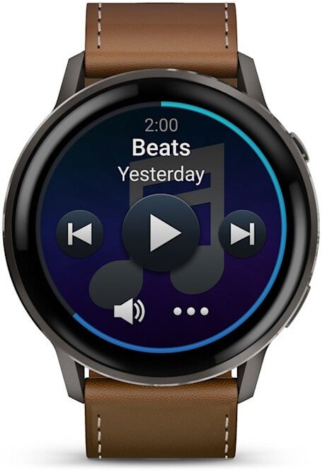 Умные часы Garmin Venu 4 45 мм (черный/коричневый кожаный)
