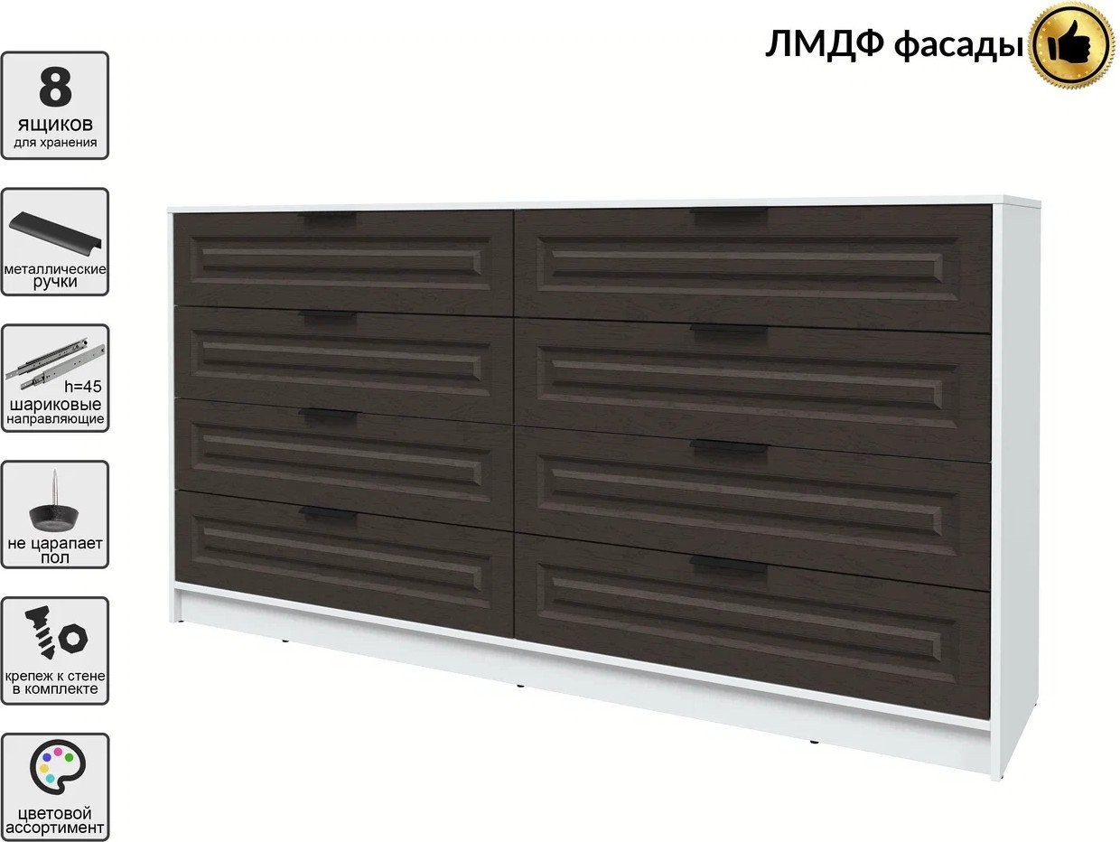 Комод Интерлиния Концепт КТ-К197 Деко (белый платинум/дуб английский)