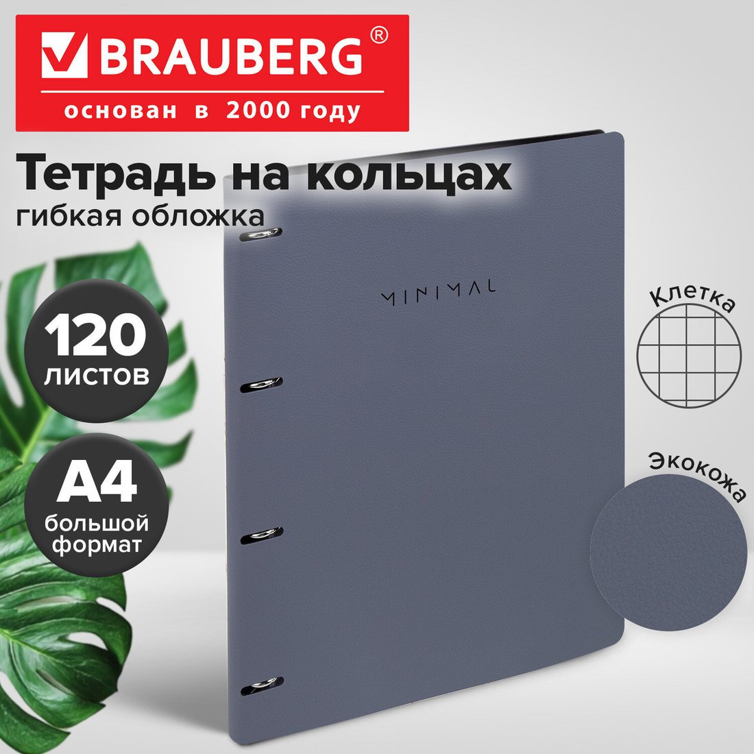 Общая тетрадь BRAUBERG Vista. Minimal 405202 (120л, серый)