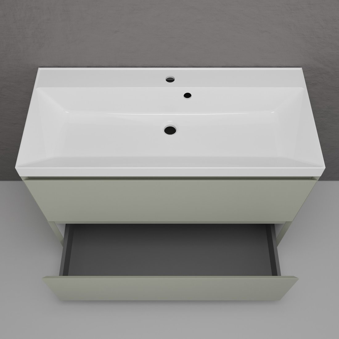 Symbolite Тумба под умывальник Манхэттен 100 Plus 2 ящика + Line 100x48 (олива/серый шелк)