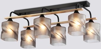 Люстра средней высоты Ambrella TR3033250/6 BK/WD (черный/дерево)