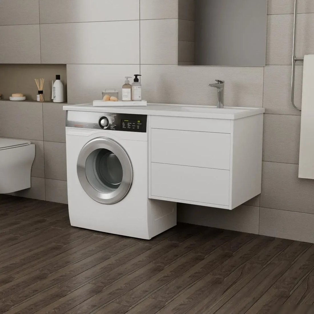 Veneciana Тумба с умывальником Nera 55 с 2-мя ящиками + Paola Magenta 1200 R (белый)