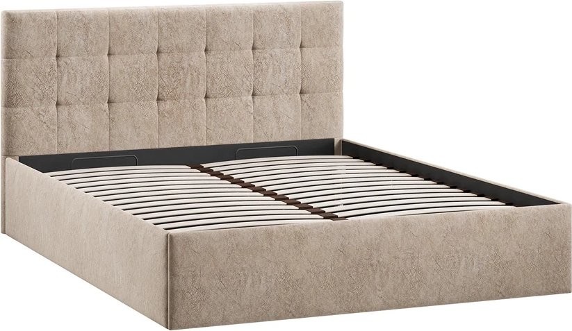 Кровать Трия Джоли Тип 1 универсальный 140x200 (микровелюр Wellmart Dark Beige)