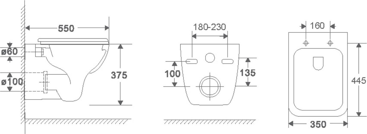 Унитаз подвесной MebelVann Ното 04W50x35W