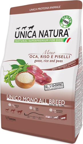 Сухой корм для собак Unica Natura Unico Mono All Breed с гусем, рисом и горохом 2.5 кг