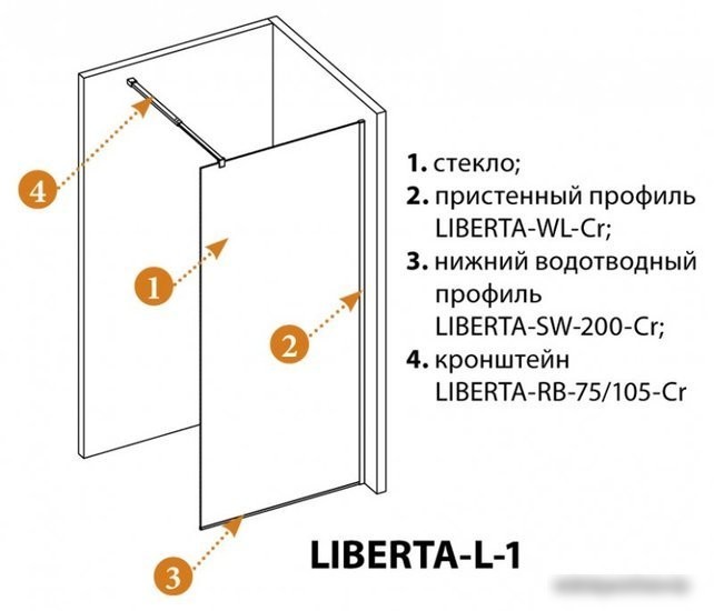 Душевая стенка Cezares LIBERTA-L-1-125-C-NERO