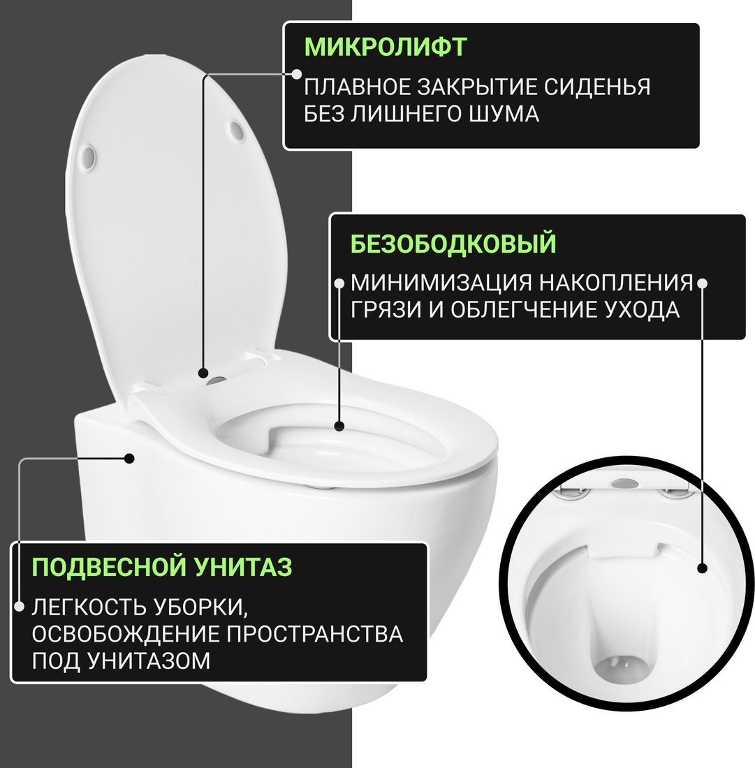 Унитаз подвесной Saniteco KW-99046 + GROHE Rapid SL 38721001
