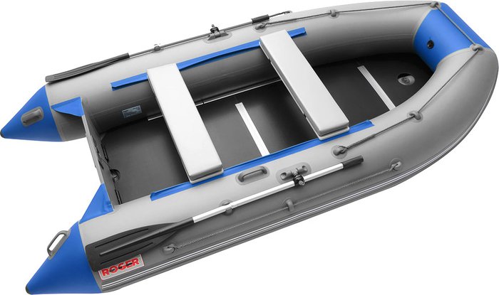 Моторно-гребная лодка Roger Boat Hunter Keel 3000 (малокилевая, серый/синий)