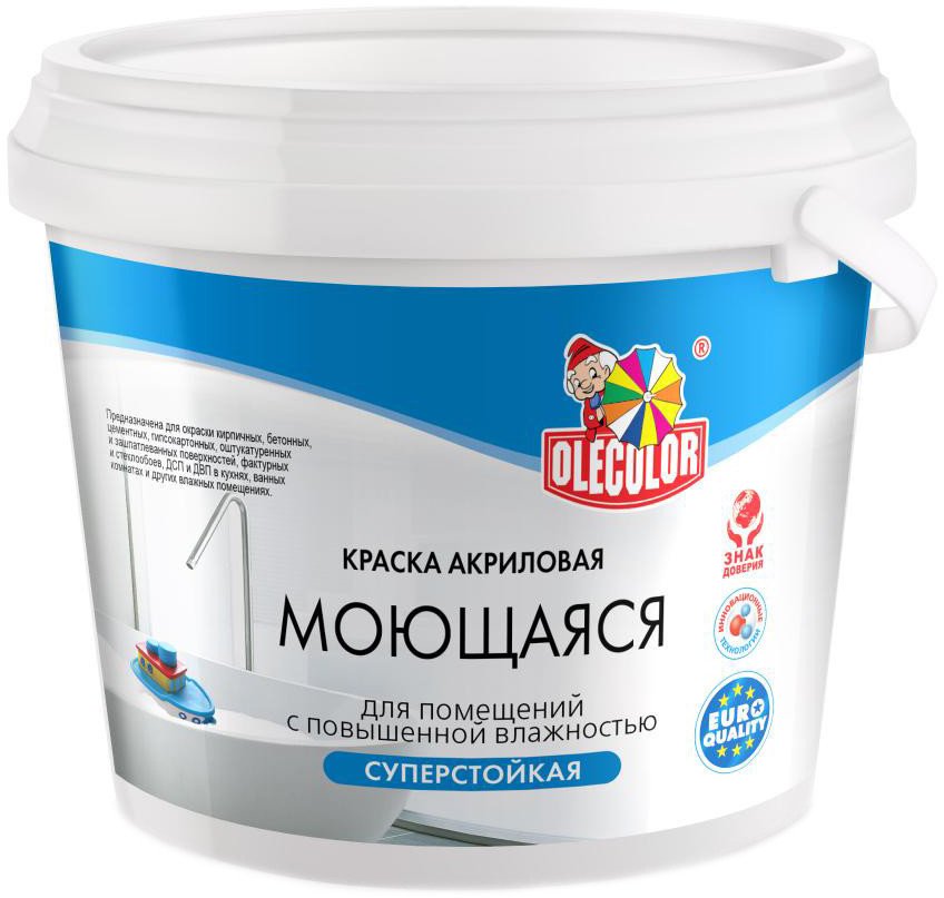 Краска Olecolor Моющаяся База А 1 кг (белый матовый)