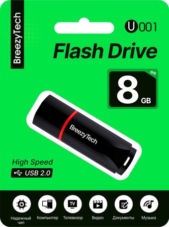 USB Flash BreezyTech U001 8GB (черный)