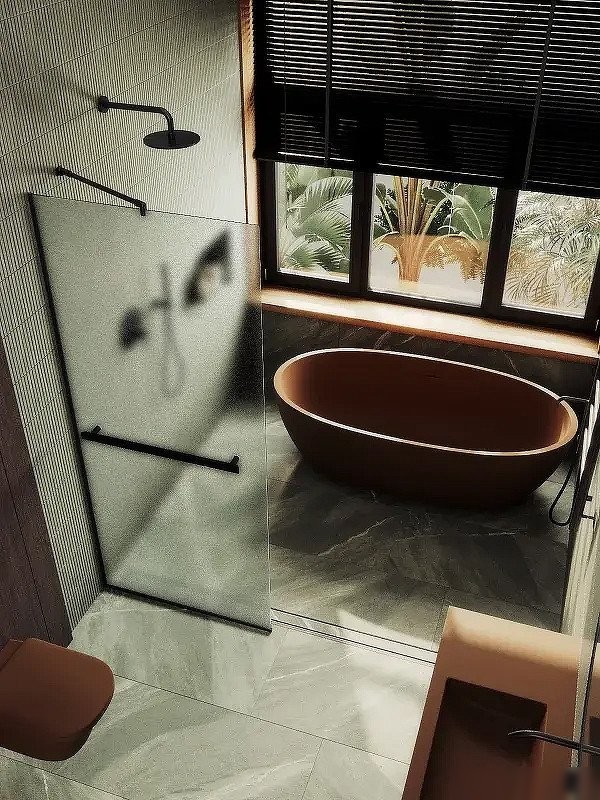 Душевая стенка MaybahGlass 99x195 MGD-1463-6у (сатин стекло/черный)