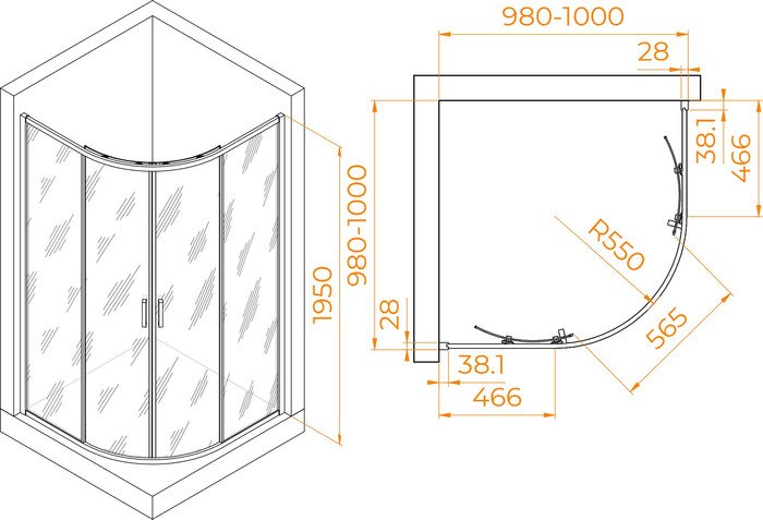 Душевой уголок RGW PA-52B 03085200-14 100x100 (черный/прозрачное стекло)