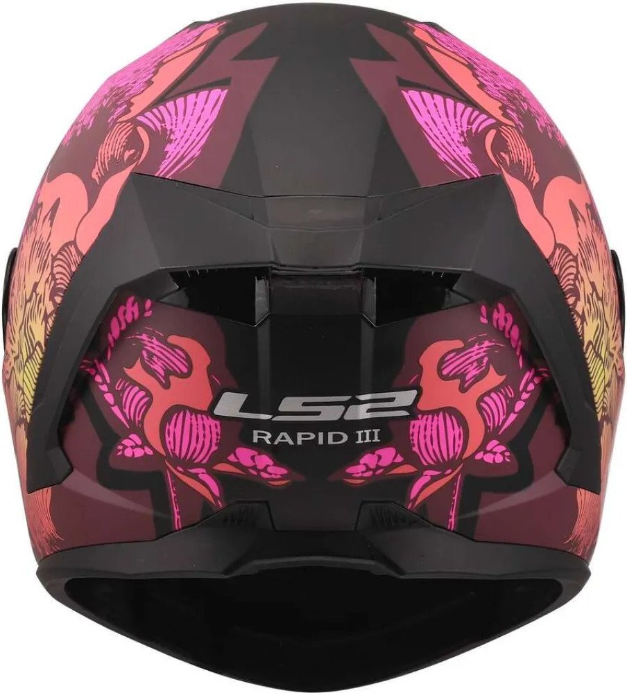 Мотошлем LS2 FF820 Rapid III Poppies II (XS, черный/розовый)