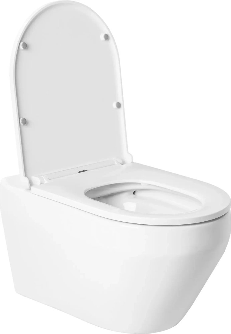 Унитаз подвесной Saniteco KW-9009W + 501 + K02-W (с кнопкой, белый)