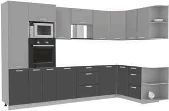 Готовая кухня Интерлиния Мила Лайт 1.68x3.2 правая без столешницы (серебристый/антрацит)