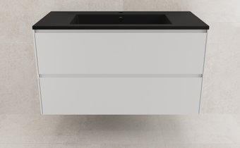 Symbolite Тумба под умывальник Лима 100 Line Plus 2 ящика + Line 100x48 (подвесная, белый матовый/антрацит)