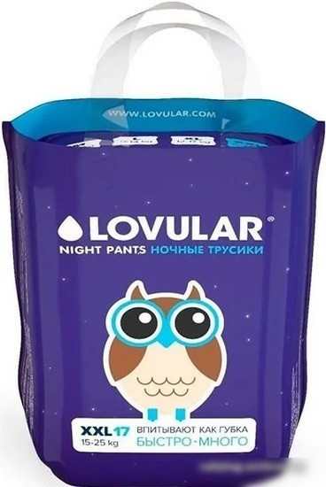 Трусики-подгузники Lovular Night XXL 15-25 кг (17 шт) Трусики-подгузники Lovular Night XXL 15-25 кг (17 шт)