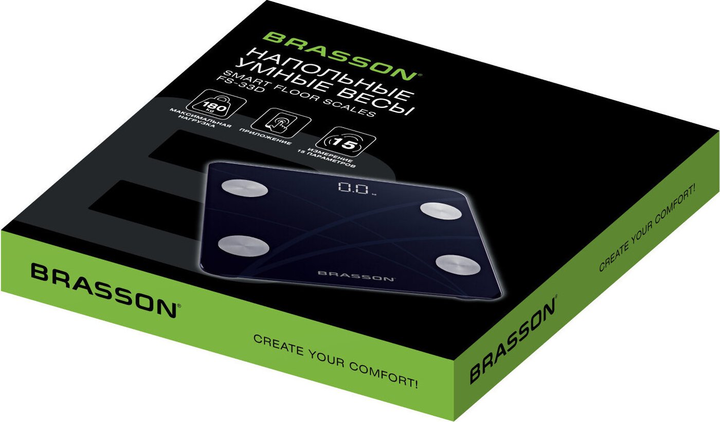 Умные напольные весы BRASSON FS-33D 458447 (черный)
