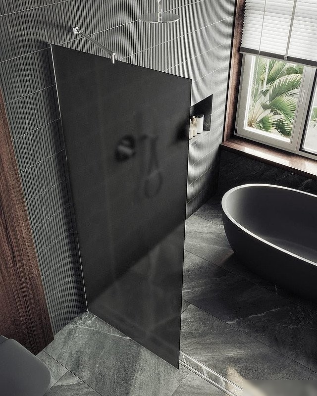 Душевая стенка MaybahGlass 99x195 MGD-1356-5ш (графитовое матовое стекло/хром матовый)