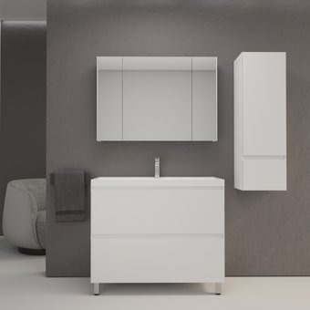 Symbolite Тумба под умывальник Манхэттен 100 Plus 2 ящика (белый матовый)