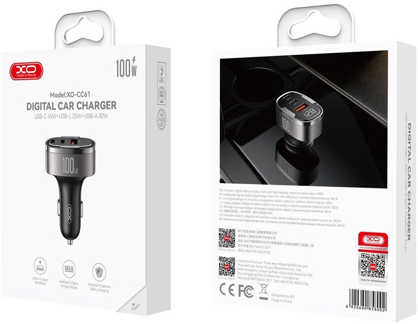 Автомобильное зарядное XO CC61 100W (черный)