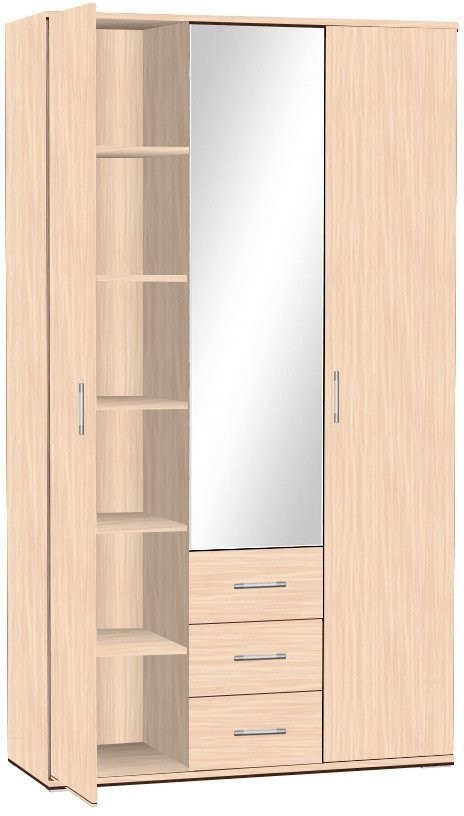 Шкаф распашной МДК ГШ2-1 3-х створчатый с ящиками 2120x1200x450 (дуб млечный)