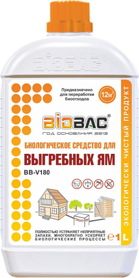 Жидкость для септиков и выгребных ям BioBac для выгребных ям BB-V180 (1л)