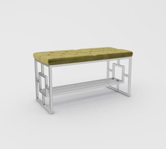 Банкетка Hype Mebel Квадро Люкс (белый/золото)