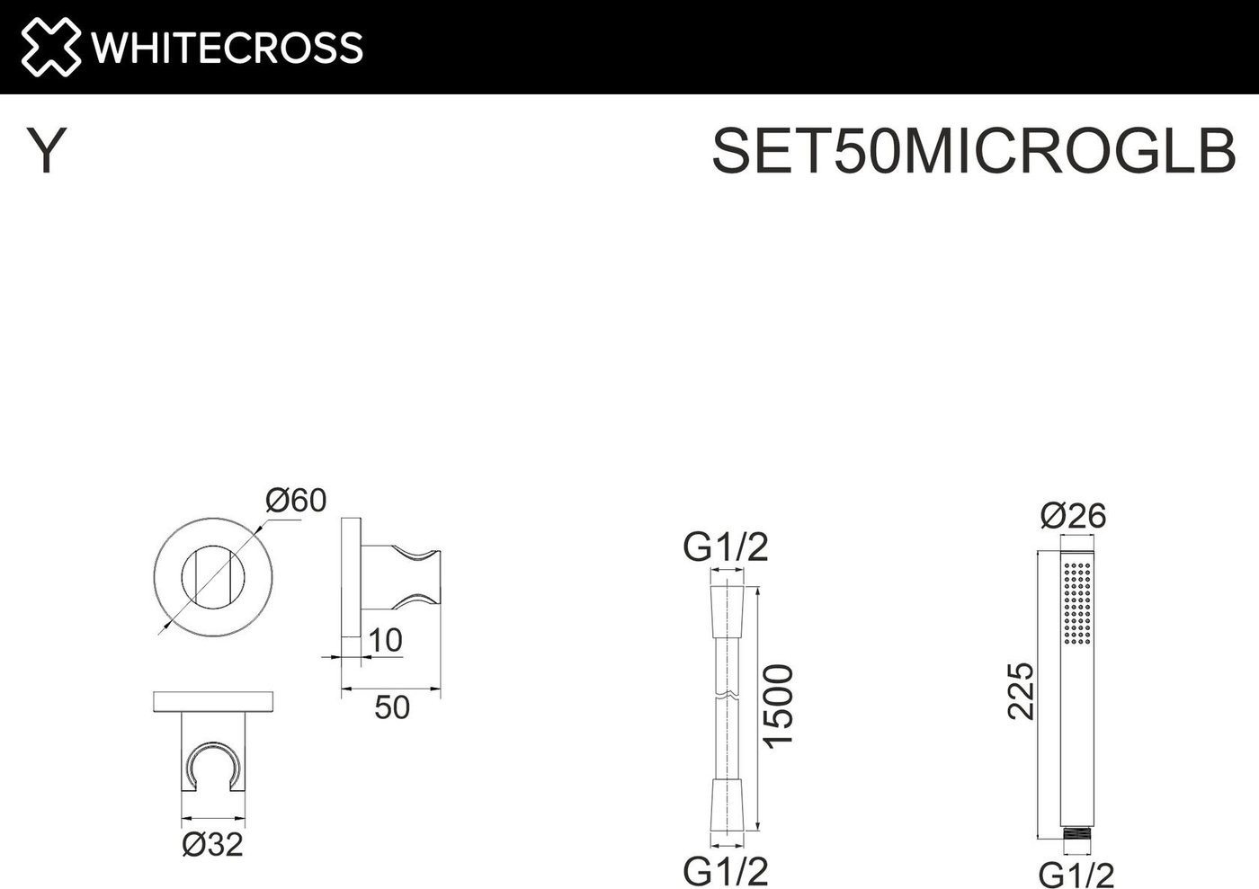 Душевой гарнитур Whitecross SET50MICROGLB (брашированное золото)