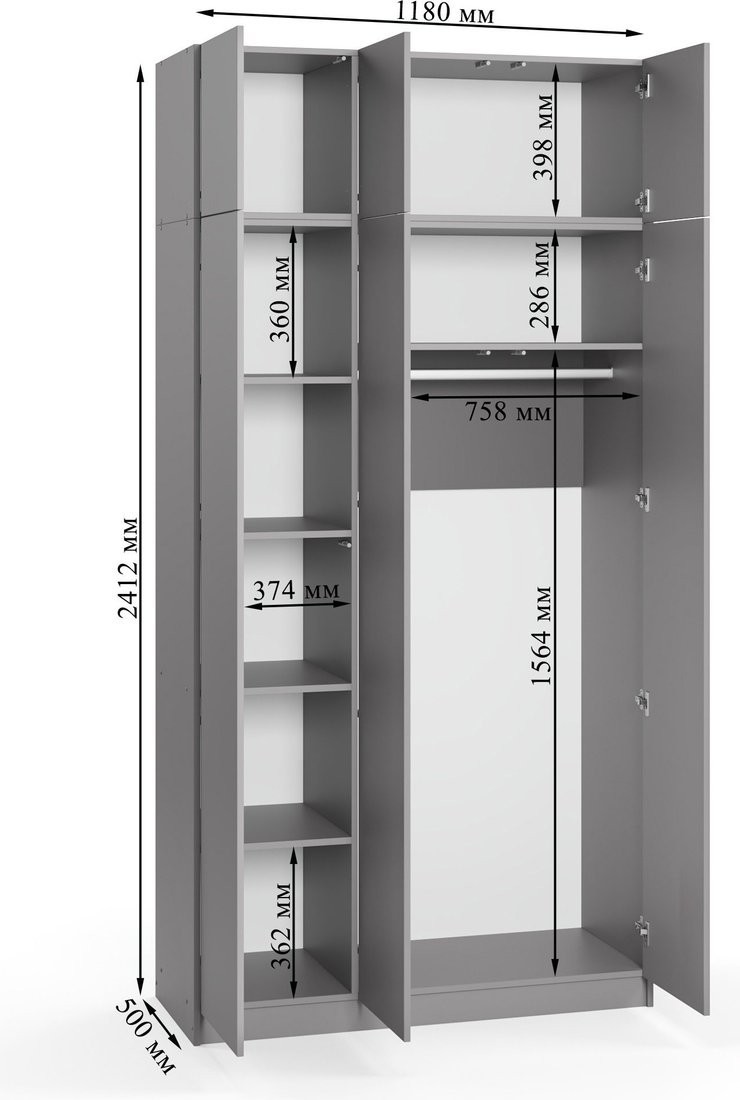Шкаф распашной Soma Lord Lite 120x240 (серый)
